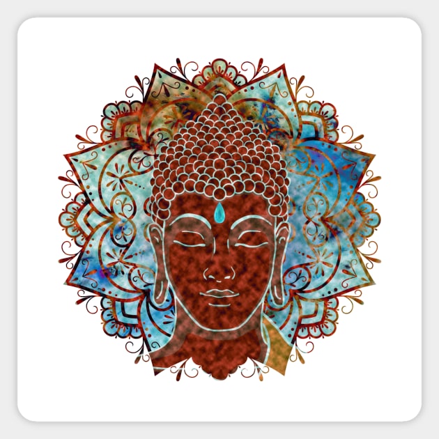 Face of Buddha Mandala in Red Sticker by MandalaSoul